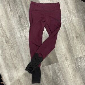 Puma Burgundy Leggings with Black Accents